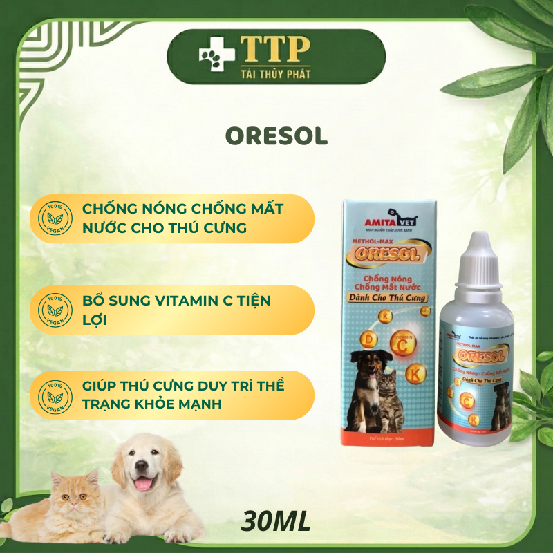 ORESOL Cho Chó Mèo - Bổ Sung Điện Giải, Hỗ Trợ Giảm Mệt Mỏi, Giữ Thể Trạng Ổn Định Cho Thú Cưng 30ml