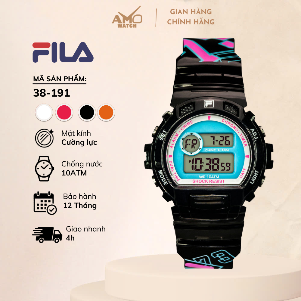 Đồng Hồ FILA 38191 Dây Cao Su Cao Cấp Chống Nước 10ATM – Đồng Hồ Thể Thao Điện Tử, Đồng Hồ trẻ Em