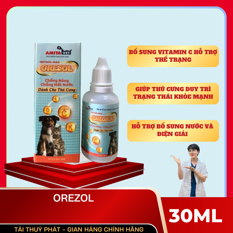 ORESOL 30ML Cho Chó Mèo - Bổ Sung Vitamin C Hỗ Trợ Bù Nước, Giảm Mệt Khi Thời Tiết Nóng Cho Thú Cưng