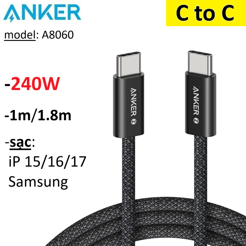 Dây sạc Type C to Type C PD 240W Anker A8060 -Bảo Hành 12 tháng