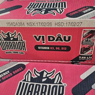 [HOẢ TỐC] Nước tăng lực Thái Lan Warrior Dâu 325ml (Thùng 24 lon) (Date xa)
