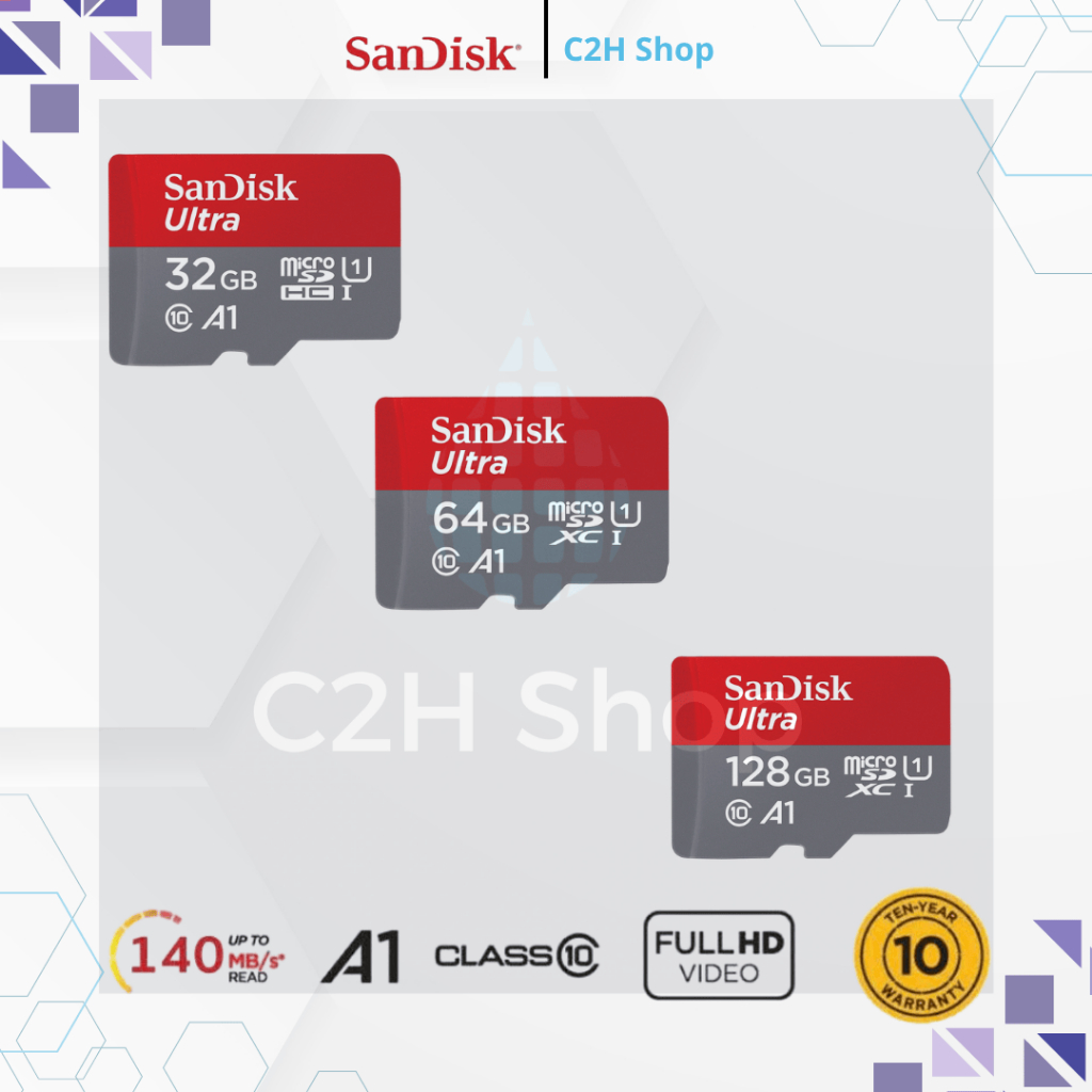 Thẻ Nhớ SanDisk SD Card 32GB 64GB 128GB High Speed for Camera, Phone & Drone