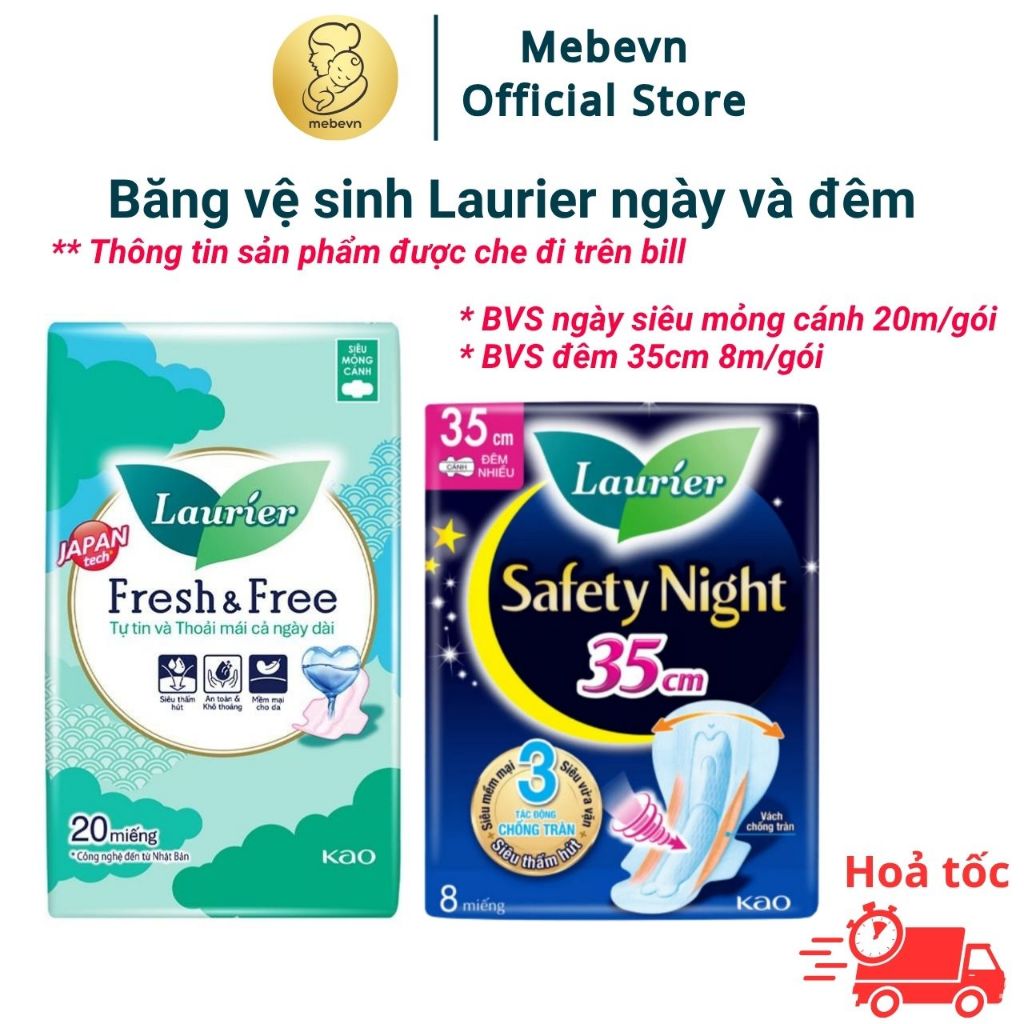 Băng vệ sinh hằng ngày Laurier 20 miếng siêu mỏng cánh. Băng vệ sinh ban đêm Laurier siêu thấm hút