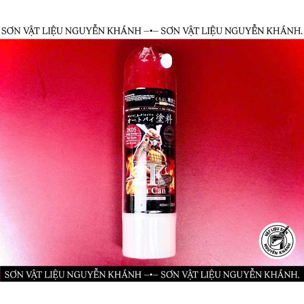 SƠN XỊT SAMURAI 2K05 ĐỎ OXIDE 400ML – SƠN LÓT 2K CHỐNG RỈ, BÁM DÍNH TỐT CHO KIM LOẠI