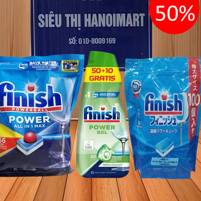 Gel Nước rửa bát Finish dùng cho máy rửa bát 900ml, xà phòng rửa bát viên finish nhật bản 100 viên