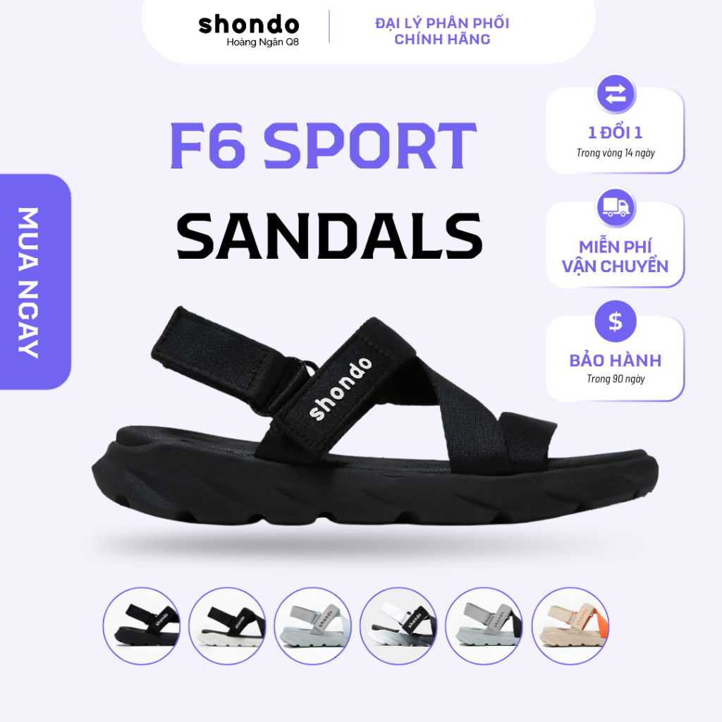 Sandal Nam Nữ Shondo F6 Sport Đen Full – Nhẹ Êm, Dễ Phối Đồ