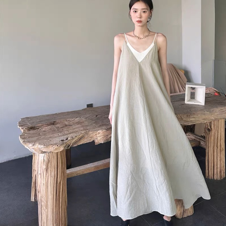 Đầm dài 2 dây dáng xoè vintage váy maxi đi biển tặng kèm quây rời - 247store | BigBuy360 - bigbuy360.vn
