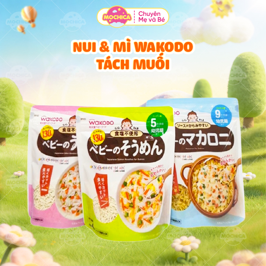 Nui/Mì somen/Mì udon Wakodo tách muối 130g Nhật Bản ăn dặm cho bé từ 5 đến 9 tháng tuổi-Mochica