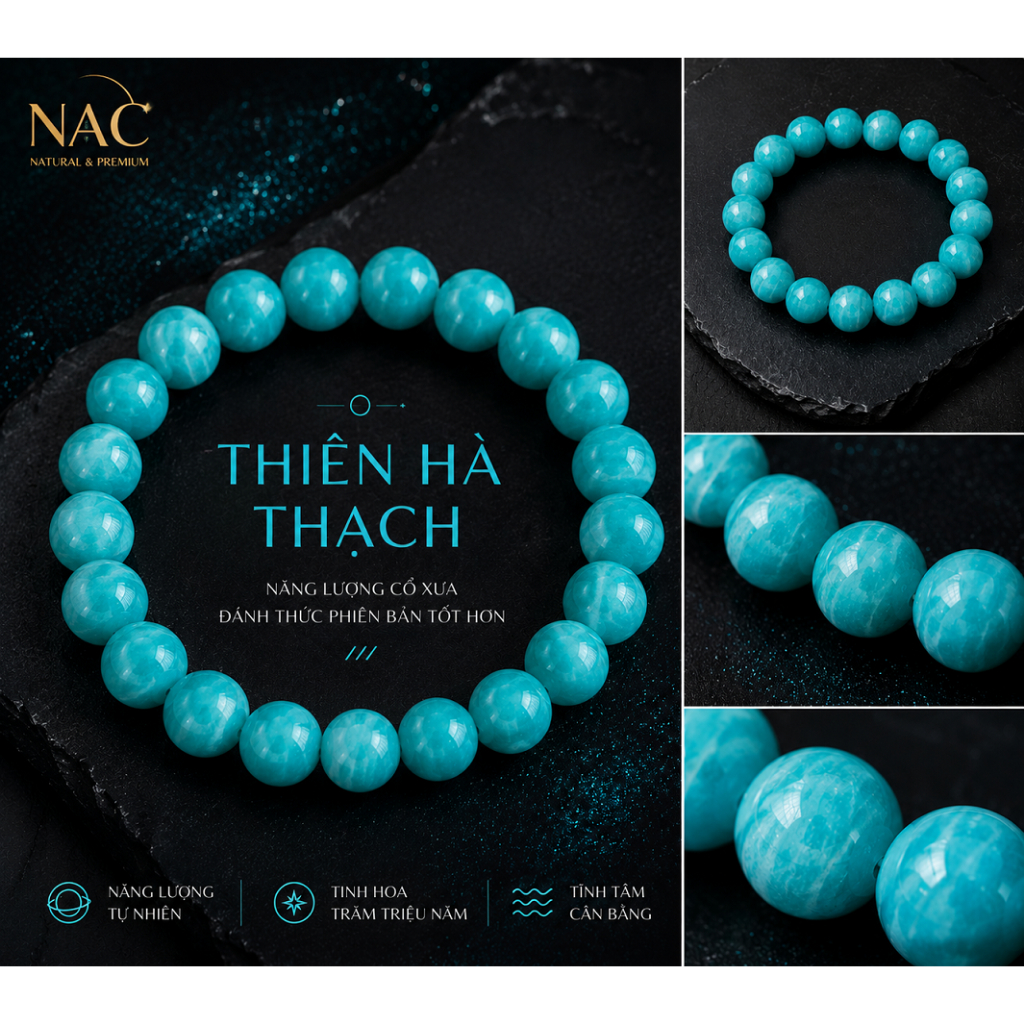 [Tặng Hộp Gấm]Vòng Tay Đá Xanh Thiên Hà - Sắc Xanh Diệu Sâu NAC Jewelry