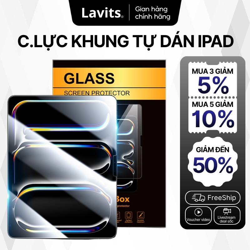 Kính Cường Lực iPad Có Khung Dán Tự Động Lọc Bụi Dành Cho Gen 4/5/7/8/9/10/AIR4/AIR5/PRO