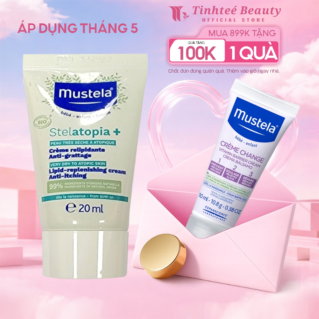 Kem dưỡng da toàn thân cho da chàm thể tạng Mustela STELATOPIA+ LIPID-REPLENIISHING 20ML