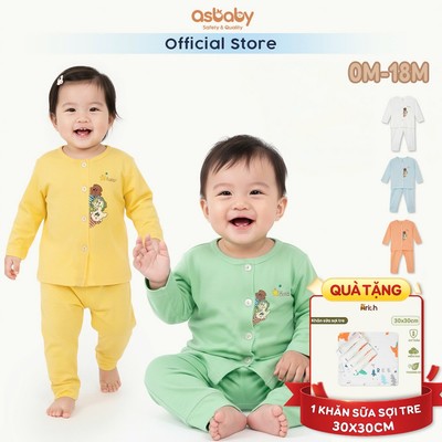 Bộ dài tay sơ sinh astar, thiết kế cài thẳng, vải sợi tre Organic mỏng, nhẹ, mát, size 0-18 tháng