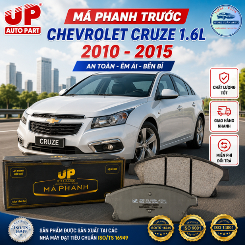 Má phanh, bố thắng đĩa trước + đĩa sau Chevrolet Cruze 2010-2015, Orlando, LACETTI CDX 2010-2018 chấ