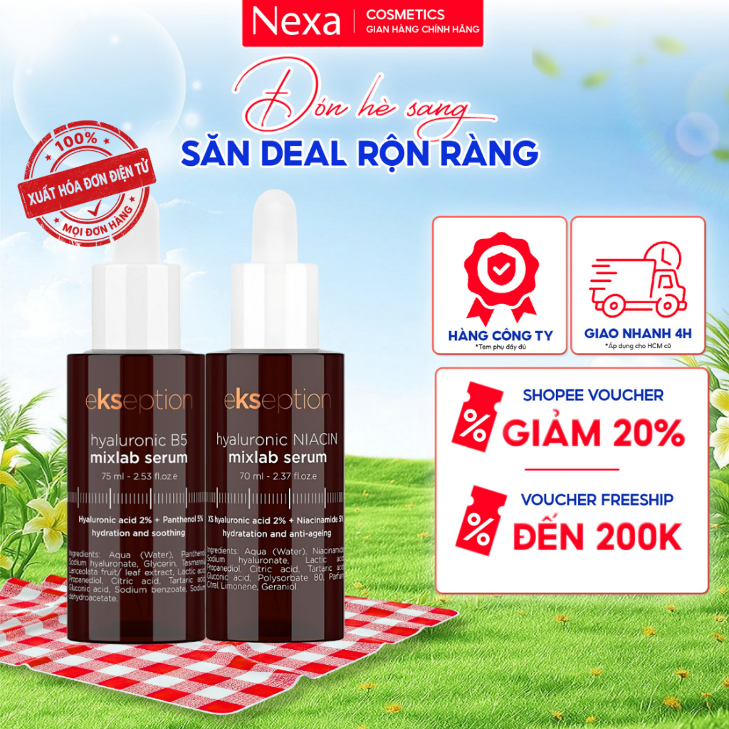 Combo Serum Giảm Mụn Mờ Thâm Ekseption Niacinamide + B5 – Phục Hồi Da, Cấp Ẩm Sâu, Dịu Nhạy Cảm