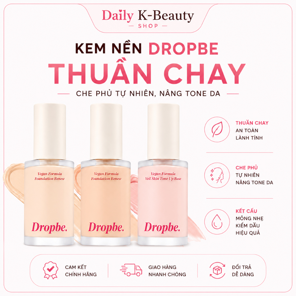 (DROP BE ) Kem nền Dropbe Thuần Chay – che phủ tự nhiên, nâng tone da