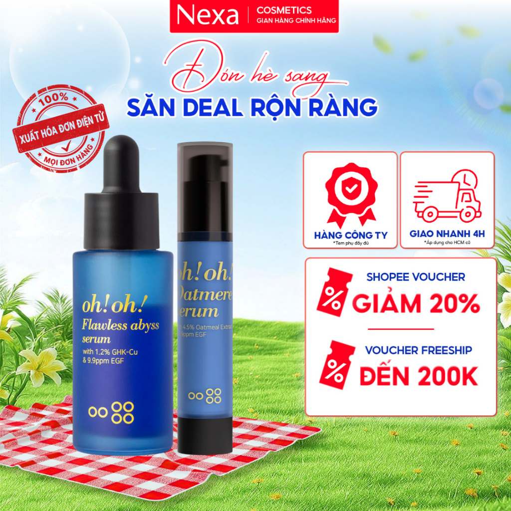 Bộ đôi phục hồi mạnh mẽ đa tác động OhOh Oatmere Serum 25ml & OhOh Flawless Abyss Serum 15g