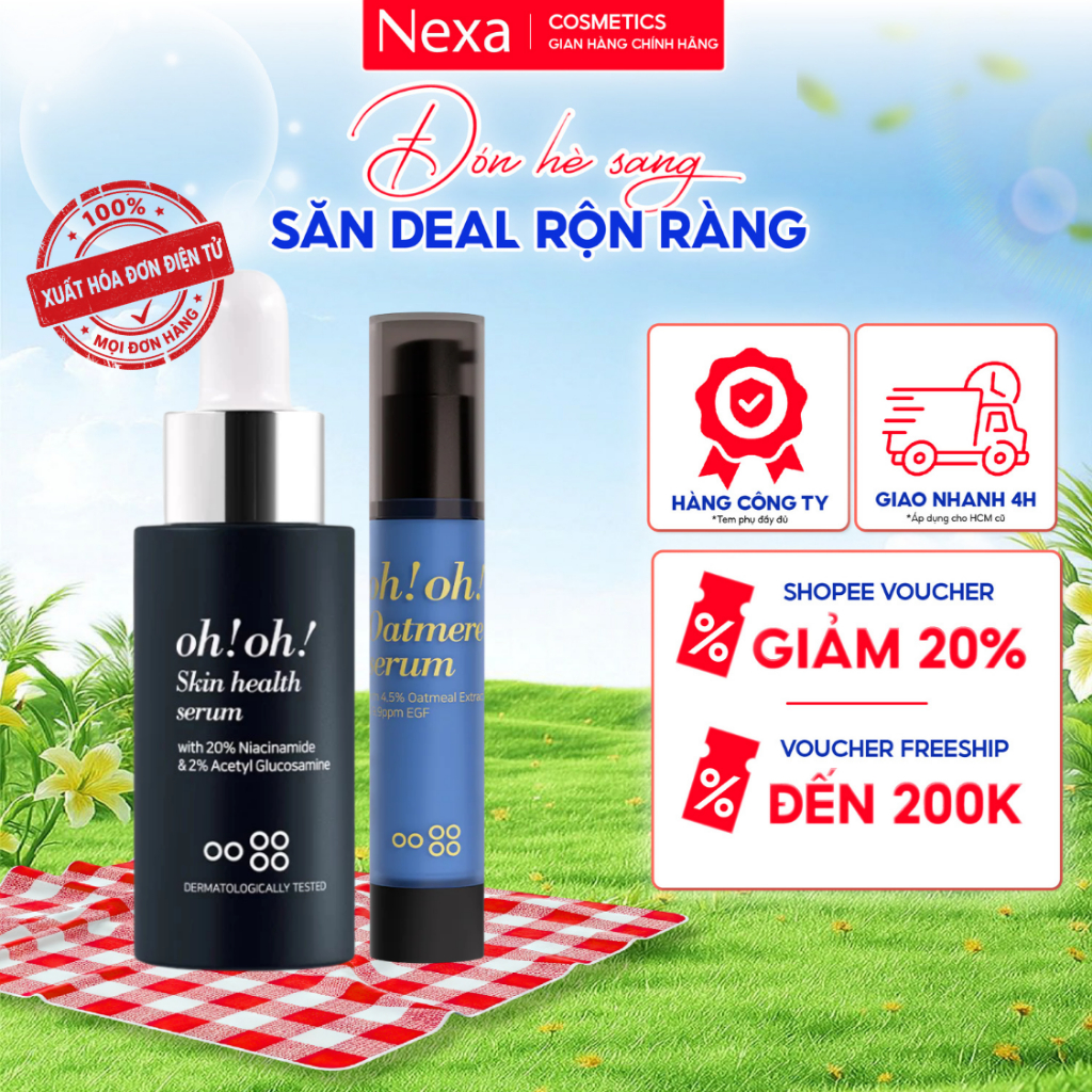 Bộ đôi tinh chất làm dịu & phục hồi da OhOh Skin Health Serum 30ml & OhOh Oatmere Serum 25ml