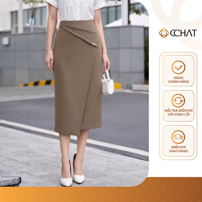 Chân Váy 𝐂𝐂𝐇𝐀𝐓 Dáng Suông Donatella Vạt Tà Chéo Chất Liệu Tuytsi Cao Cấp 16CDS2046ST
