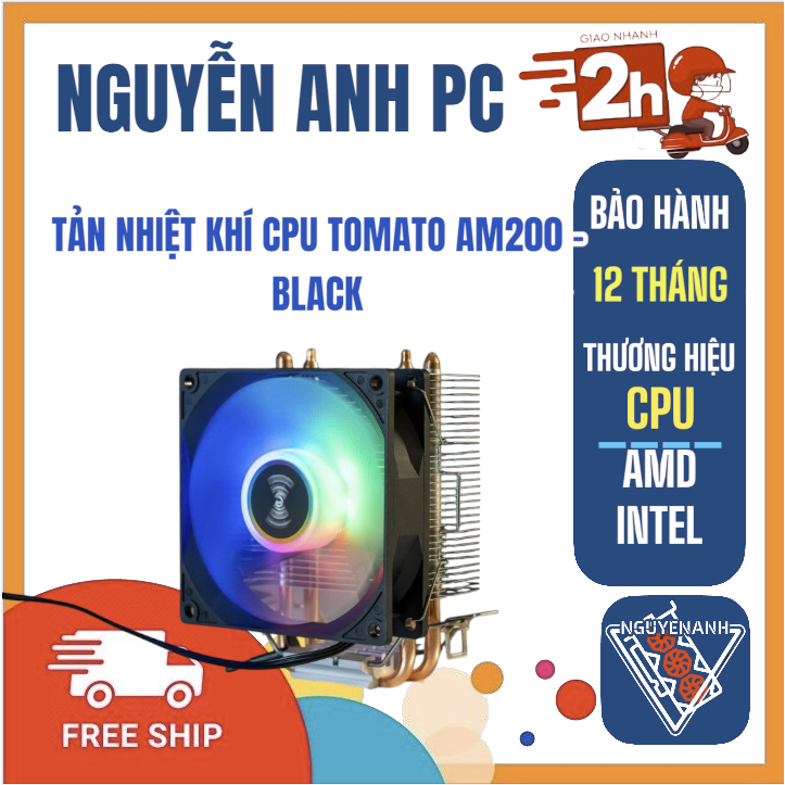 Tản nhiệt khí cpu TOMATO AM200 - BLACK AMD AM4/AM5 INTEL 1200 / 1700
