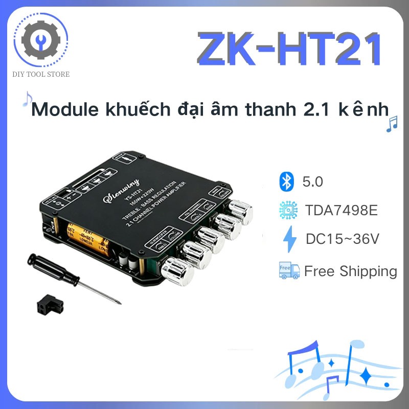 Mô Đun Khuếch Đại Âm Thanh ZK-HT21 mạch bluetooth Kênh 2.1 TDA7498E 160W * 2 + 220W