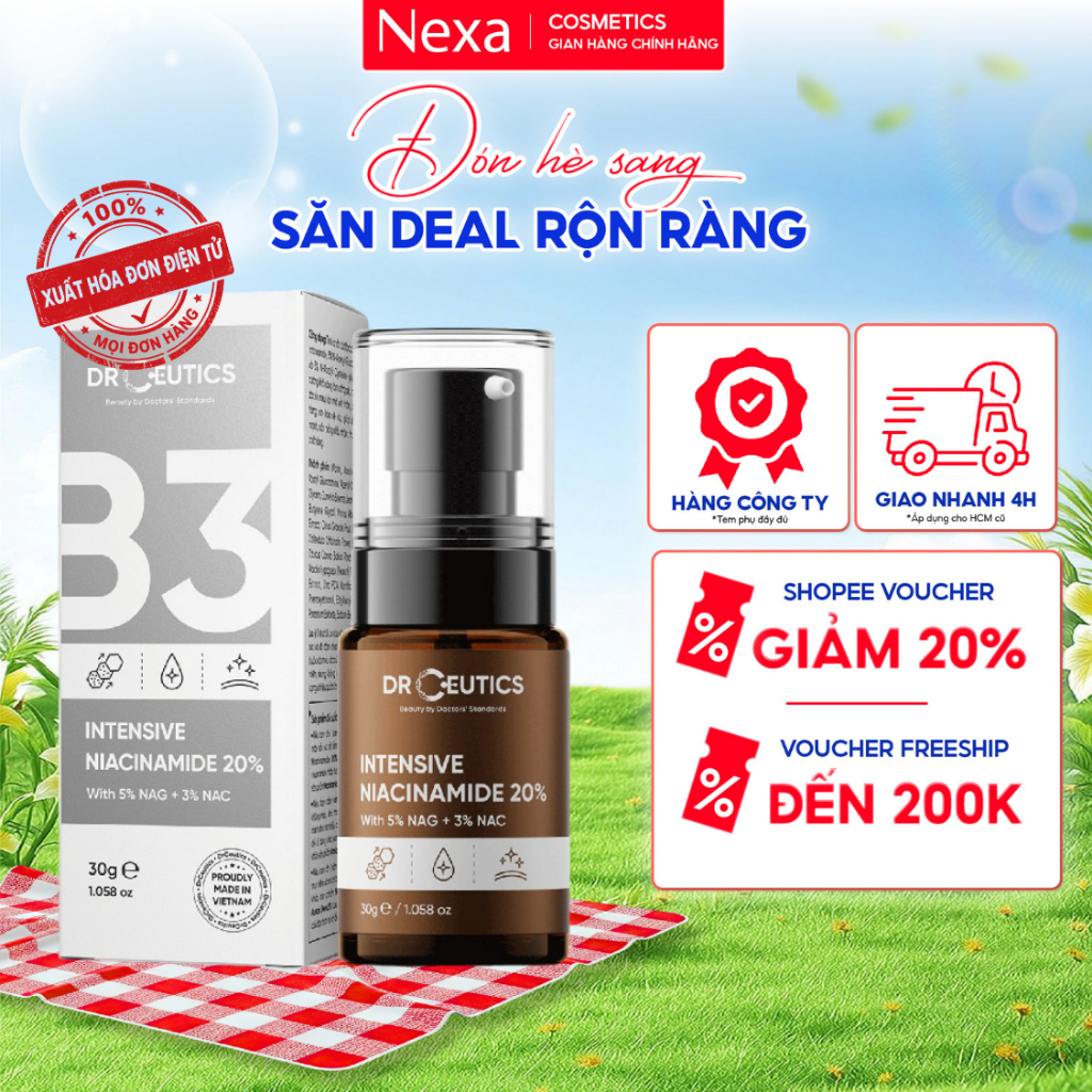 Serum DrCeutics Tinh chất Niacinamide Intensive B3 20% Mờ Thâm Sáng Da (30g)