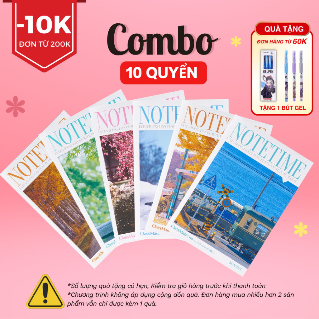 [TẶNG BÚT GEL] Combo 10 Vở 80/ 120/ 200 Trang Kẻ Ngang Classmate, Vở Campus Kẻ Ngang Giấy 60-70gsm D
