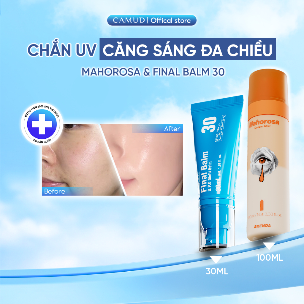 Combo xịt khoáng Mahorosa Cream Mist100ml & Kem đa năng Final Balm 30ml Pharmesthetic - Camud