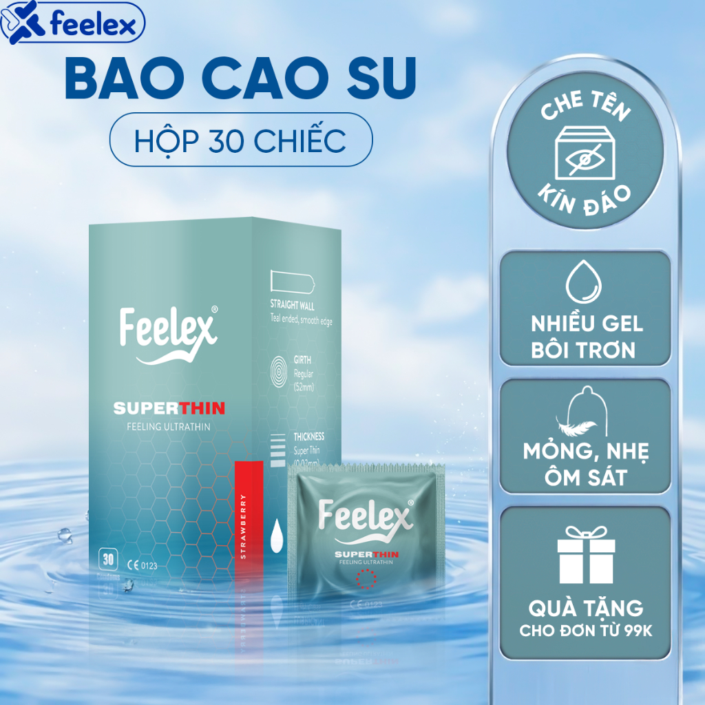 Bao cao su Feelex superthin hộp 30 bcs