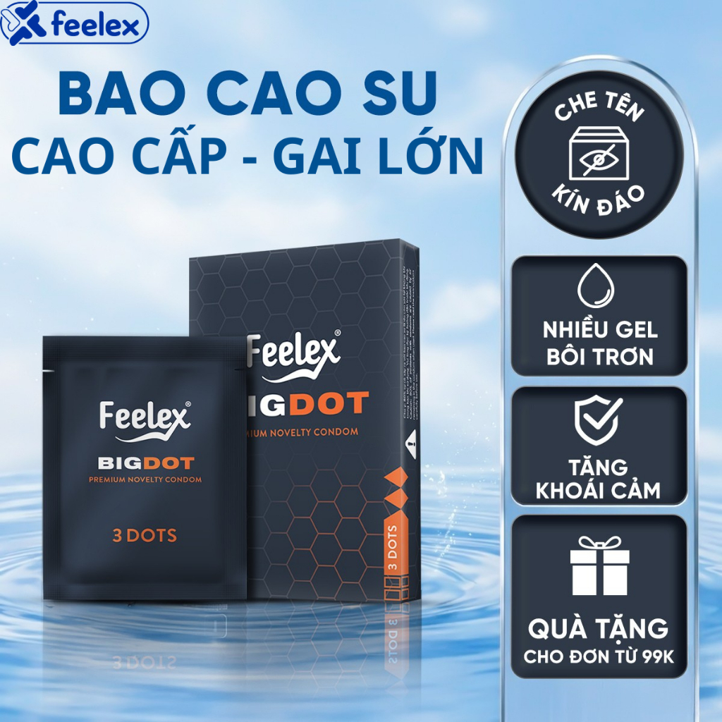 Bao cao su Feelex Bigdot Gân Gai nhiều gel bôi trơn