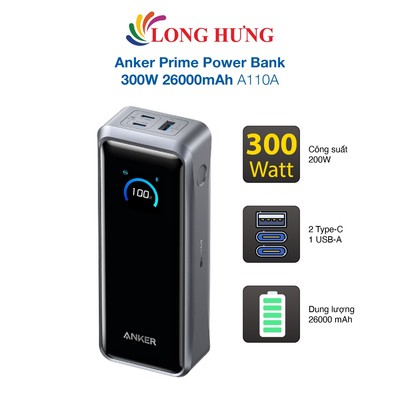 Sạc dự phòng Anker Prime Power Bank Grab-and-Go Power Ultra-Fast Charging 300W 26000mAh A110A - Hàng chính hãng