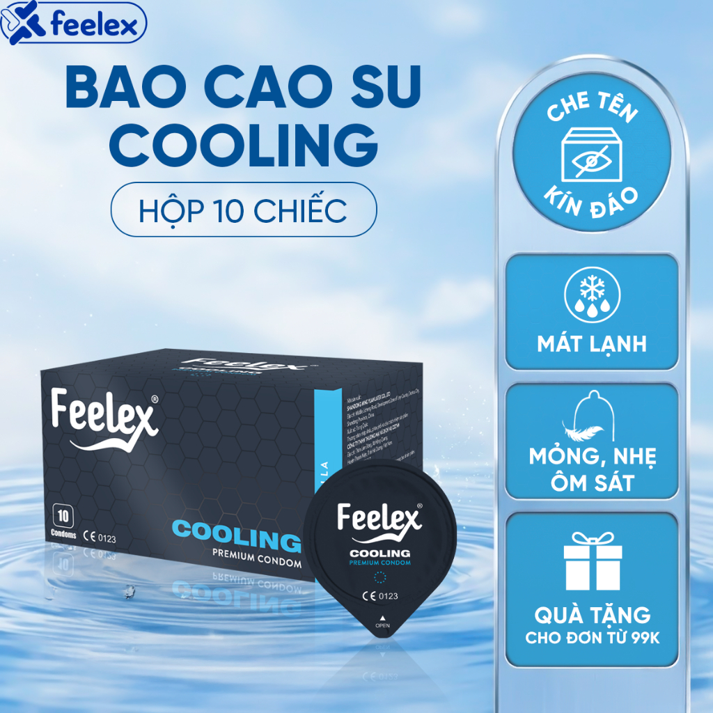 Bao cao su Feelex Premium siêu mỏng, nhiều gân gai và gel bôi trơn, kéo dài thời gian, bản cao cấp h