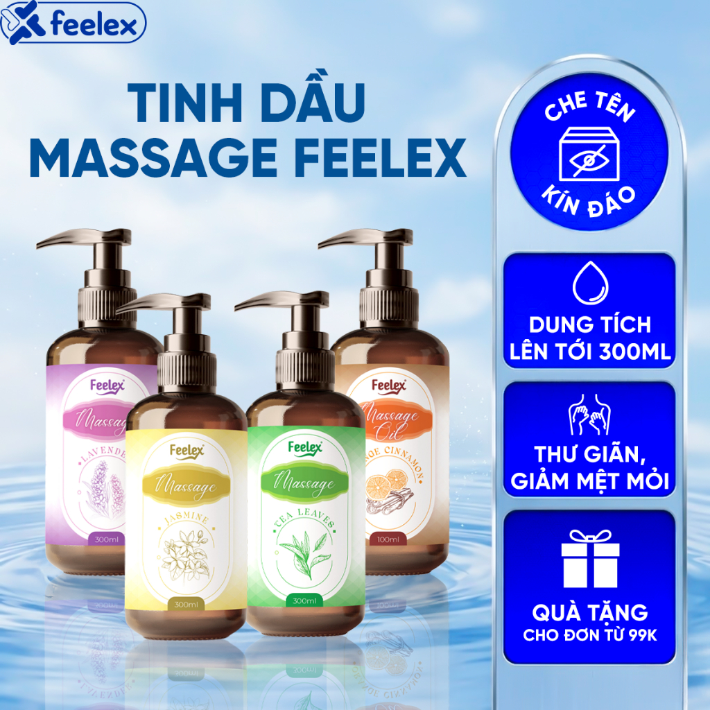 Tinh dầu Feelex Massage nhiều mùi hương - lọ 300ml