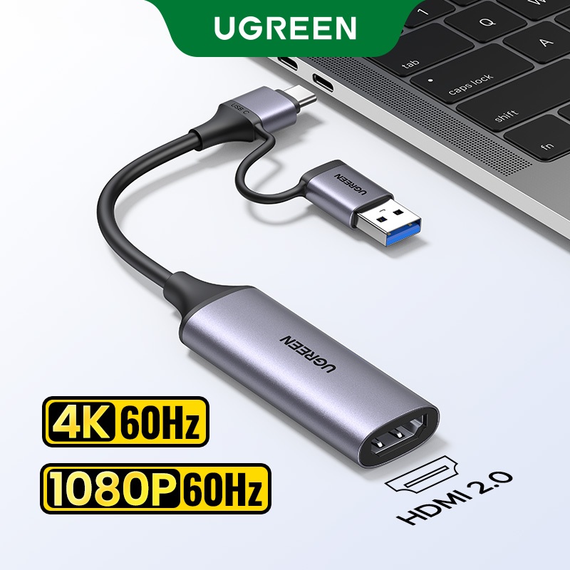 Card ghi hình video 4k HDMI sang USB/Type-C Ugreen| Hỗ trợ Capture 4K30Hz| Độ phân giải đầu ra 1080P