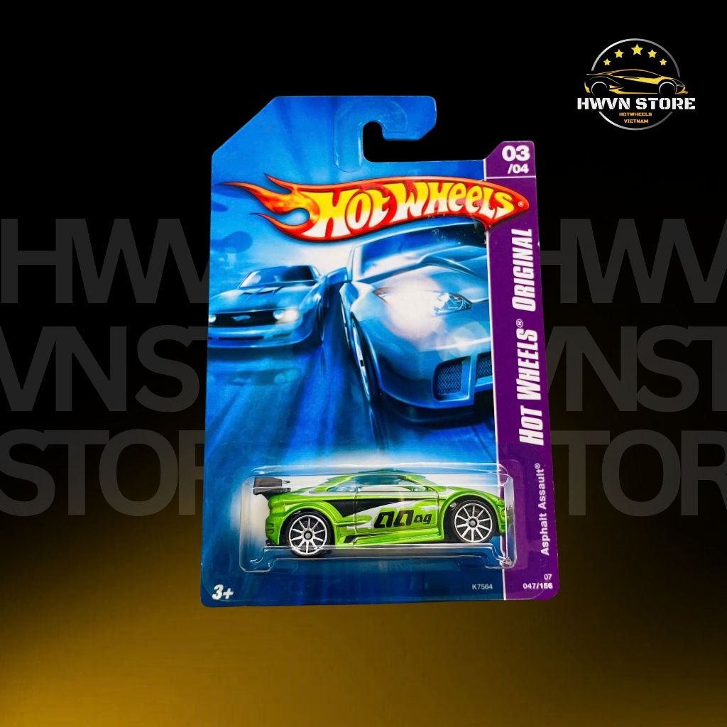 Xe mô hình Hotwheels Asphalt Assault Original màu xanh lá