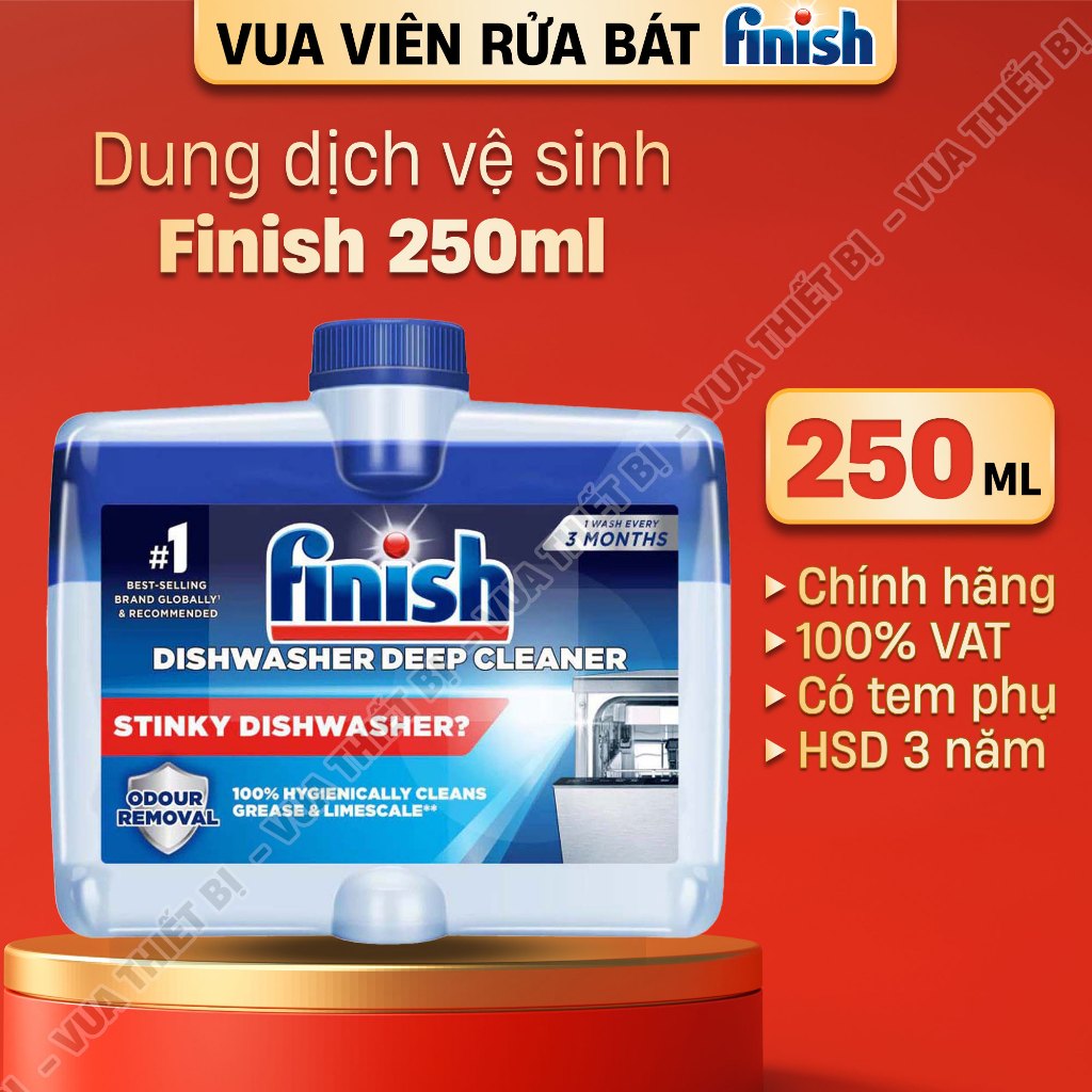 FINISH 250ml hương soda Chai nước dung dịch vệ sinh tẩy máy rửa chén bát nhập khẩu chính hãng chanh không mùi