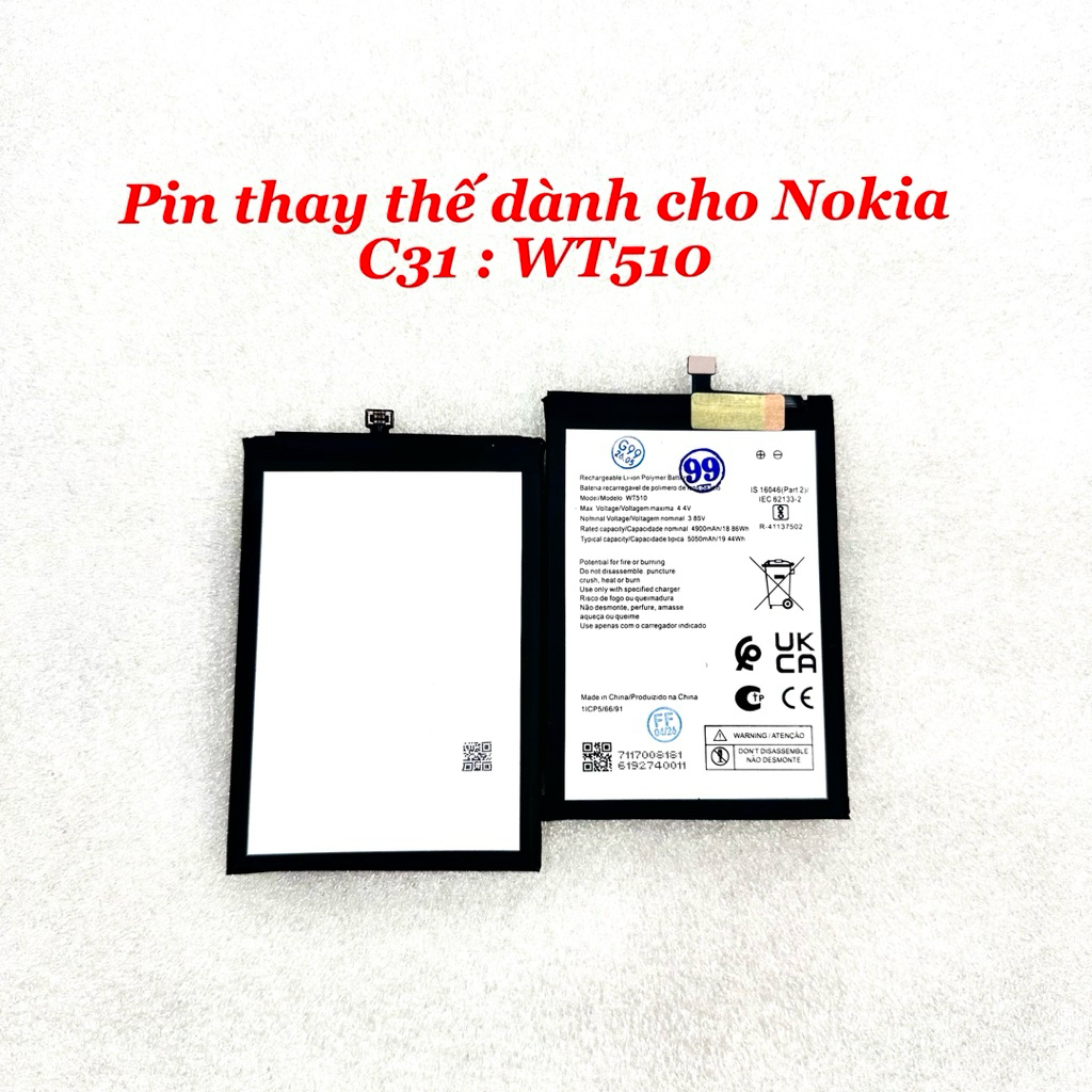 Pin thay thế dành cho nokia C31/C21 plus/G11/G21 : WT510 Zin cty