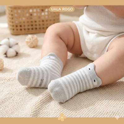 Tất lưới cho bé sơ sinh Uala rogo cotton thấm hút mềm thoáng giữ ấm chân cổ ngắn