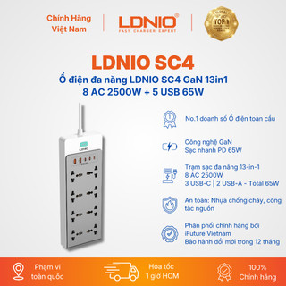 [No.1 Ổ Điện Toàn Cầu] Ổ Cắm Điện GaN Để Bàn LDNIO SC4 Công Suất 2500W - 13-in-1 - Hàng Chính Hãng