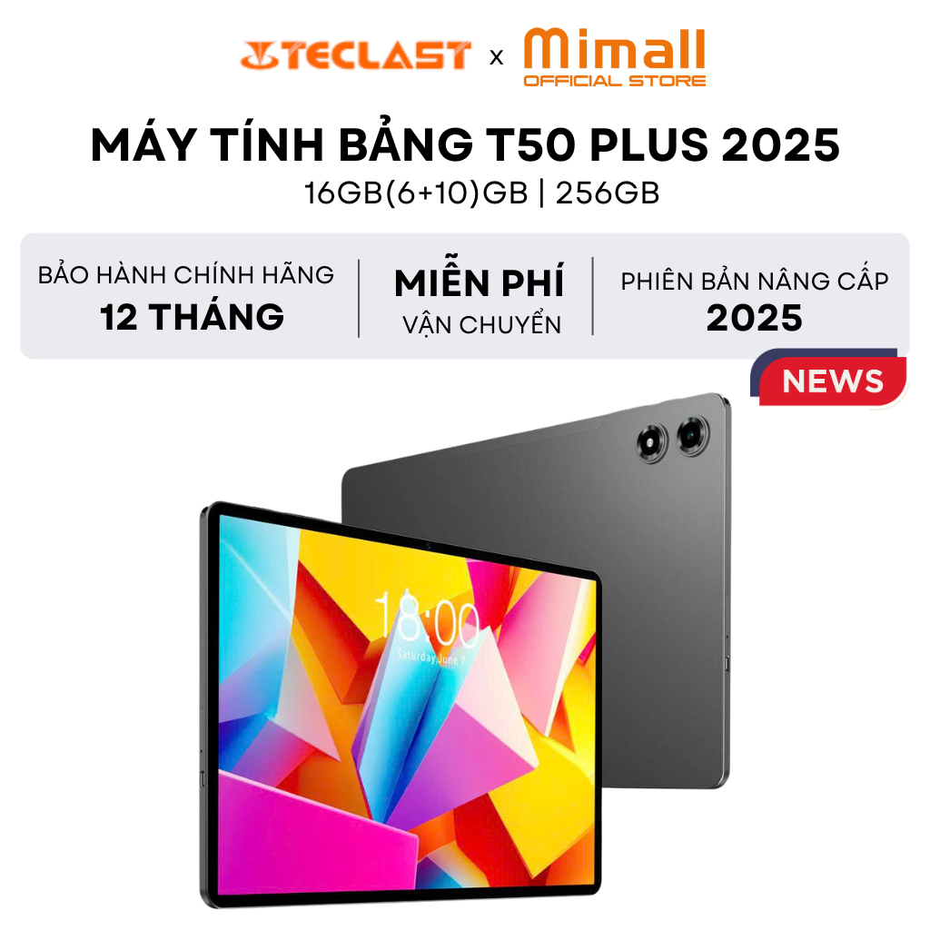 [Live KOL] Máy Tính Bảng TECLAST T50 PLUS 2025 20GB(8+12)/256GB| 16GB(8+10)/256GB | Hàng chính hãng 