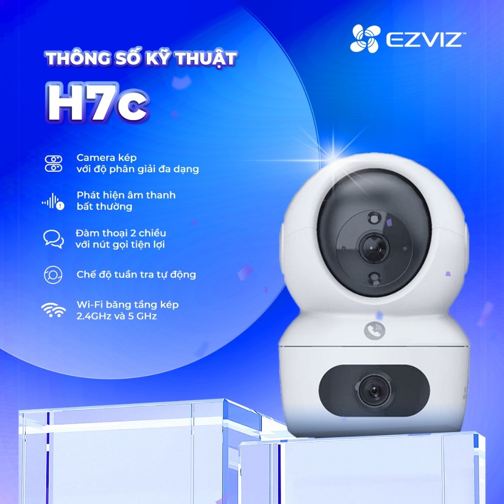 Camera Wifi EZVIZ H7C 8MP - 2 mắt Nhìn 2 Khung- Đàm Thoại 2 Chiều- Có Màu Ban Đêm - Cảnh Báo Chuyển 