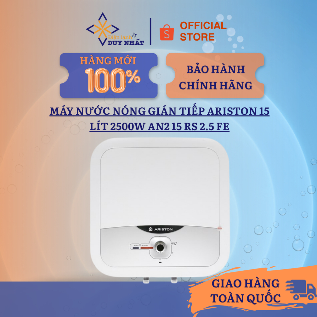 Máy nước nóng gián tiếp Ariston 15 lít 2500W AN2 15 RS 2.5 FE Chính Hãng