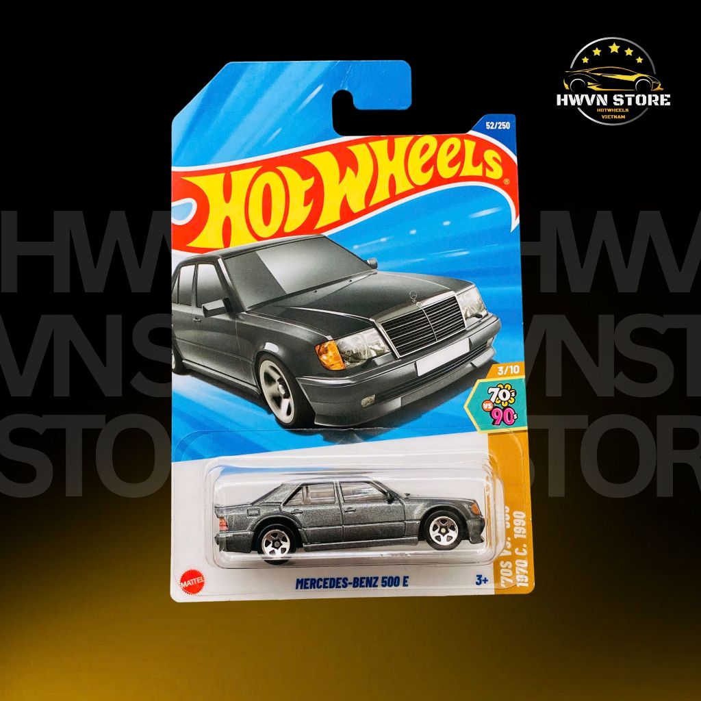Xe mô hình Hotwheels Mercedes-Benz 500E màu xám