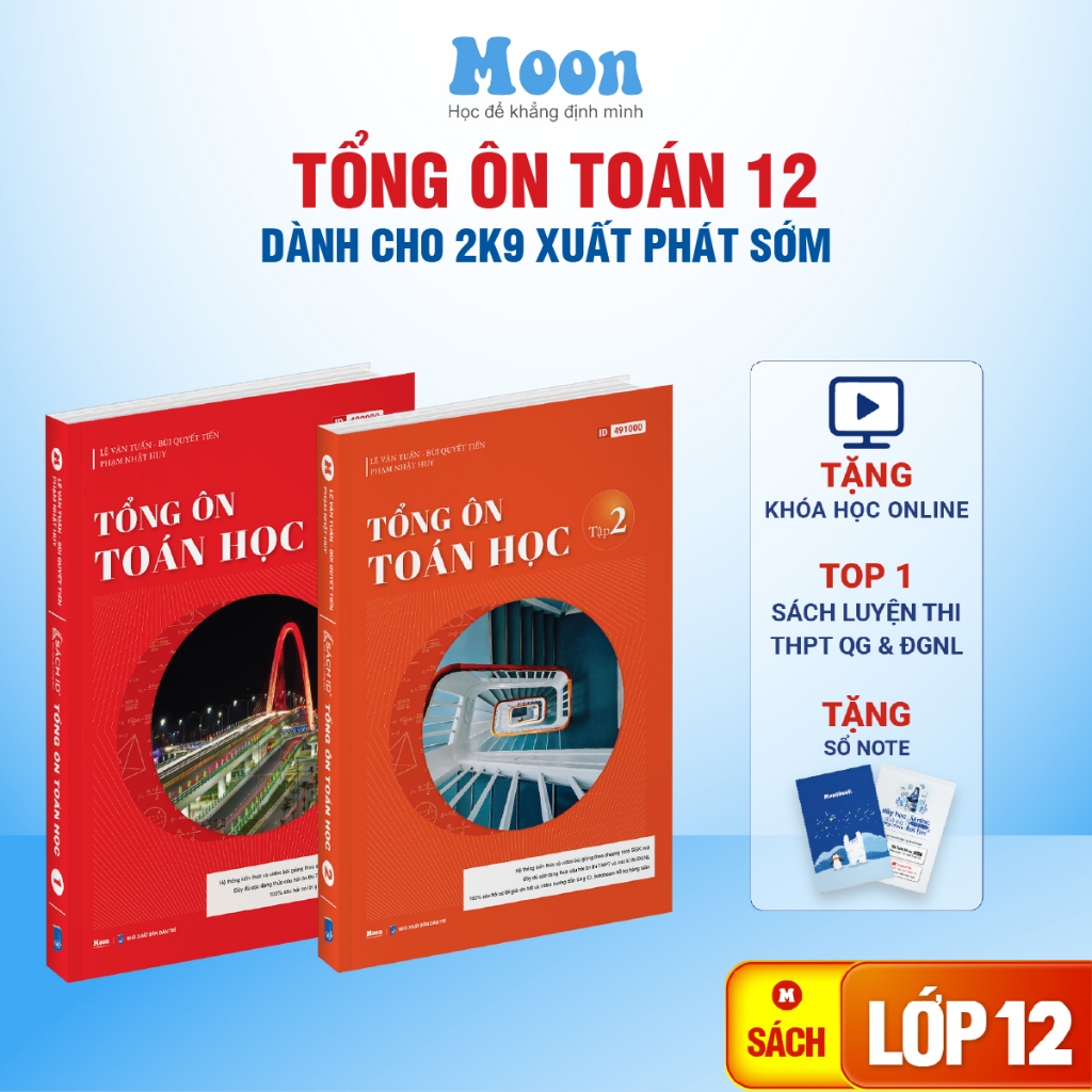 Sách Toán Lớp 12 Tổng ôn Xuất Phát Sớm Ôn Thi THPT & Đánh Giá Năng Lực  Full Combo - Moonbook