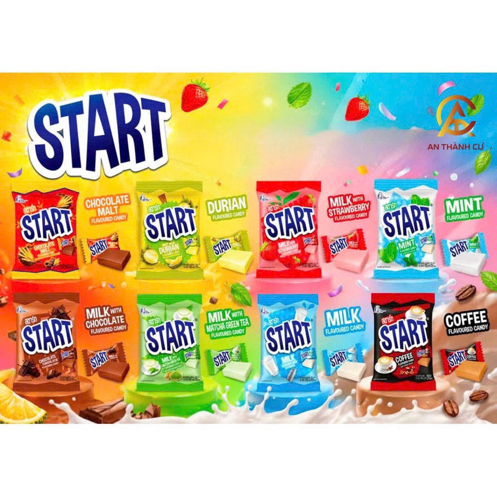 [Gói 50 viên] Kẹo mềm dẻo ngọt dịu nhiều vị Start Thái Lan 140g