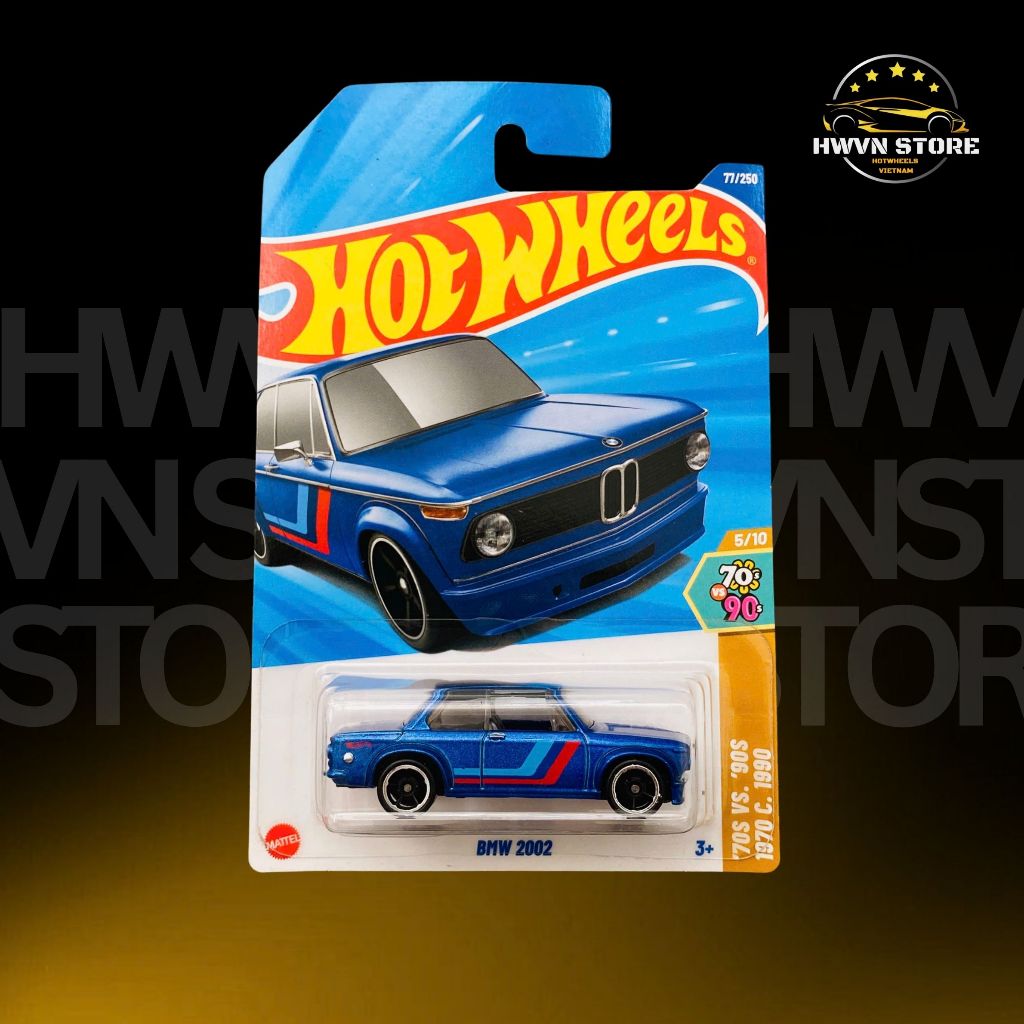 Xe mô hình Hotwheels BMW 2002 màu xanh dương
