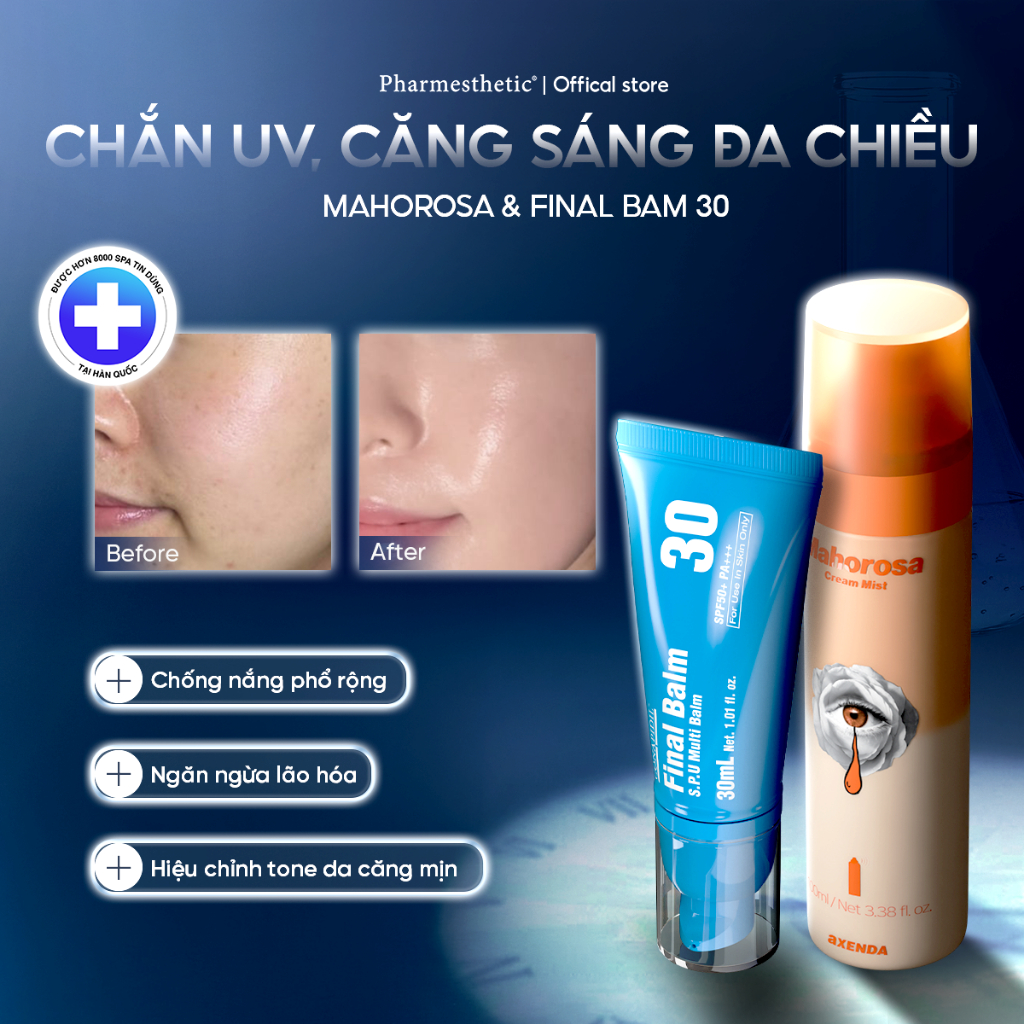 Combo xịt khoáng Mahorosa Cream Mist100ml & Kem đa năng Final Balm 30ml Pharmesthetic