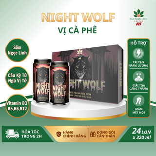 Nước Tăng Lực Night Wolf Sâm Ngọc Linh K5 Vị Cà phê Thùng 24 Lon (245ML/Lon)