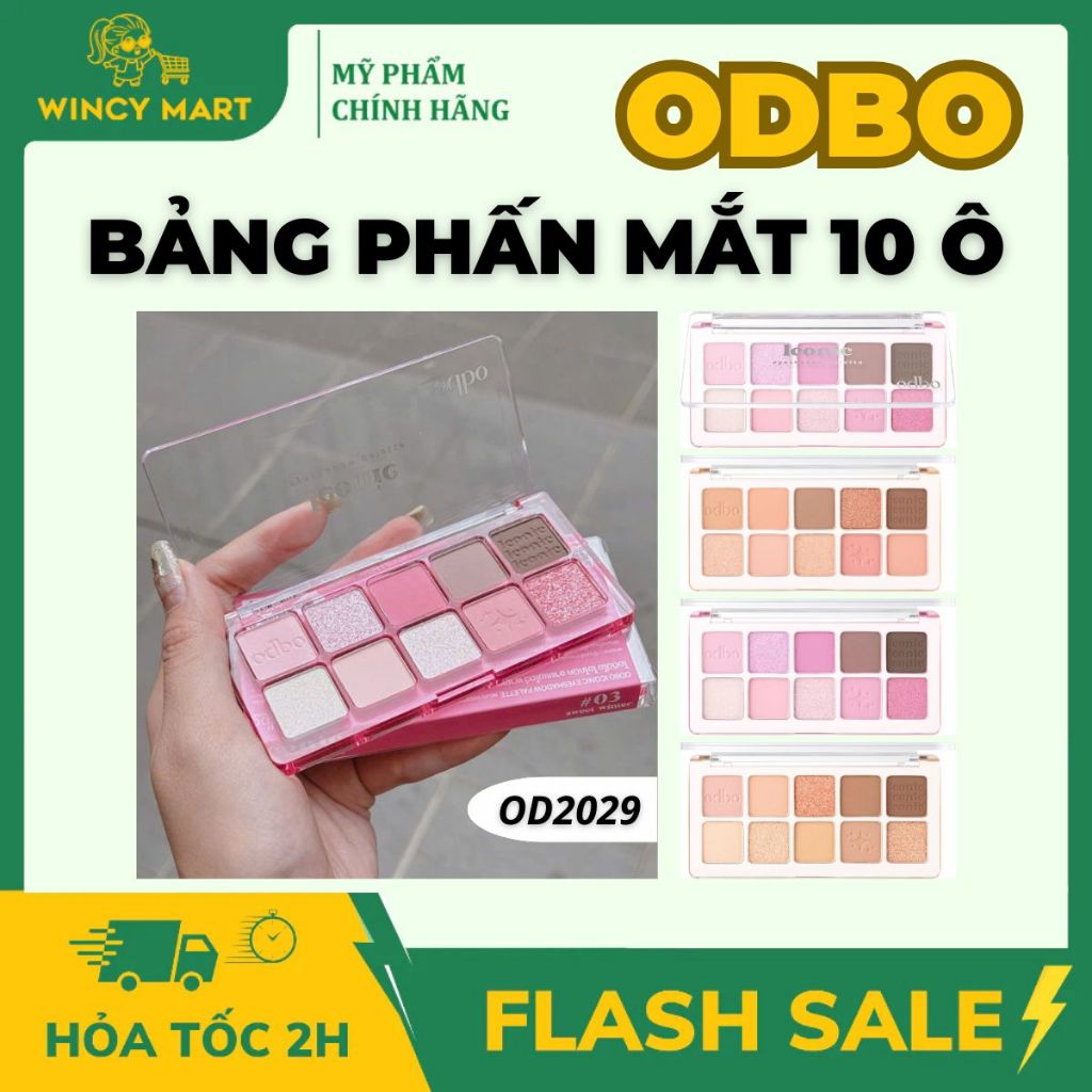 ODBO Bảng Phấn Mắt Có Nhũ 10 Ô Iconic Eyeshadow Pallet OD2029 Mềm Mịn, Bám Màu Tốt