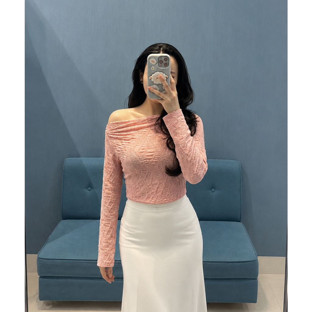 Vis Store - Áo thun lưới tay dài lệch vai ôm body