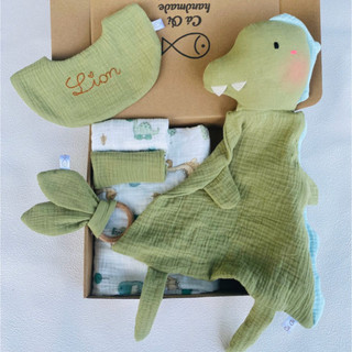 Set quà lovey dovey xô muslin 5 món cao cấp cho bé từ 0 tuổi - Cá Ơi Handmade